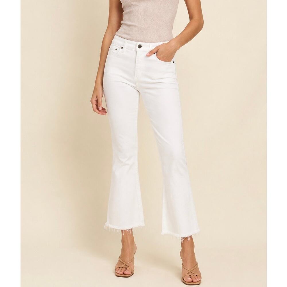 Rag & Bone High Rise Bright White Cropped Flare Stretch Jeans Women’s Size 28